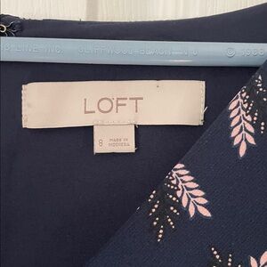 LOFT Navy and Pink Floral Dress